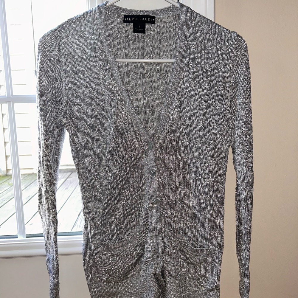 Ralph Lauren Metallic Silver Cardigan